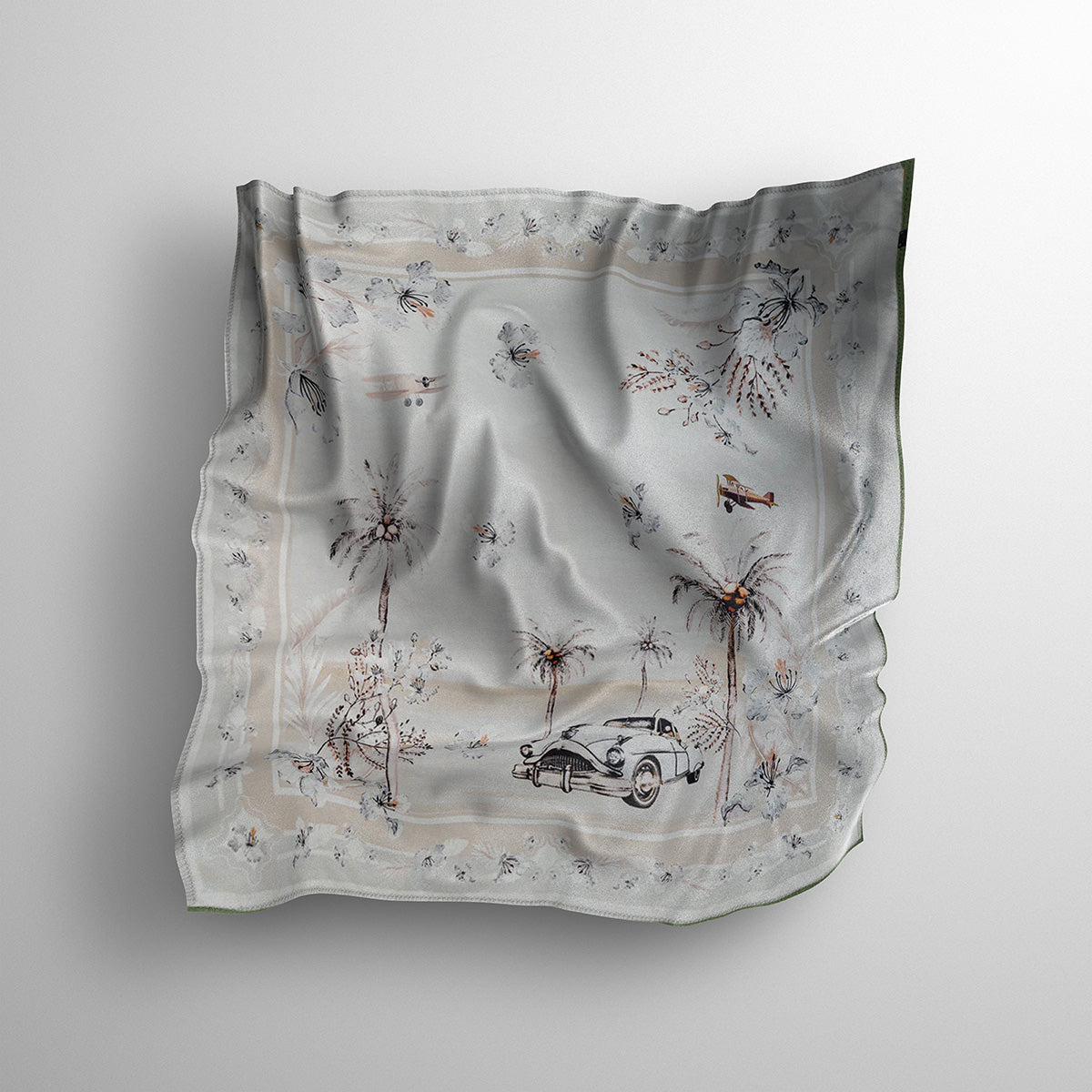 HERMOSO VIAJE Silk Scarf Silver
