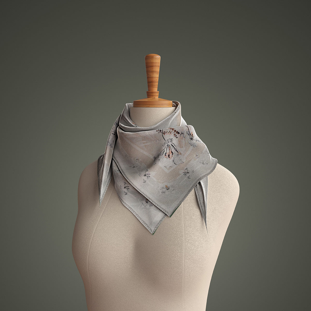 HERMOSO VIAJE Silk Scarf Silver