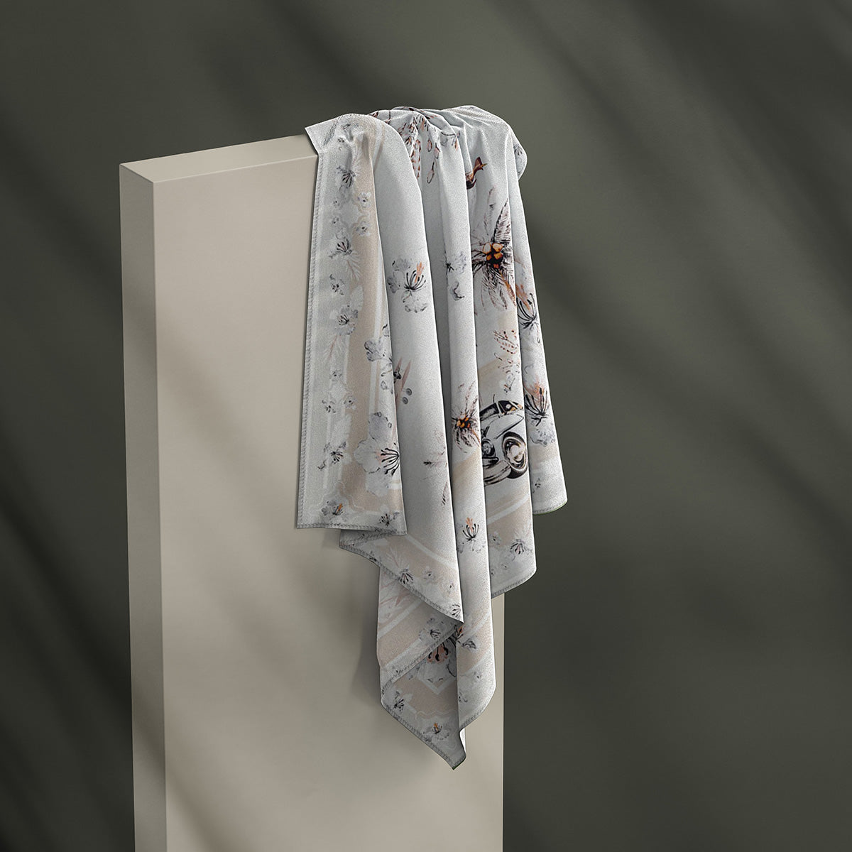 HERMOSO VIAJE Silk Scarf Silver