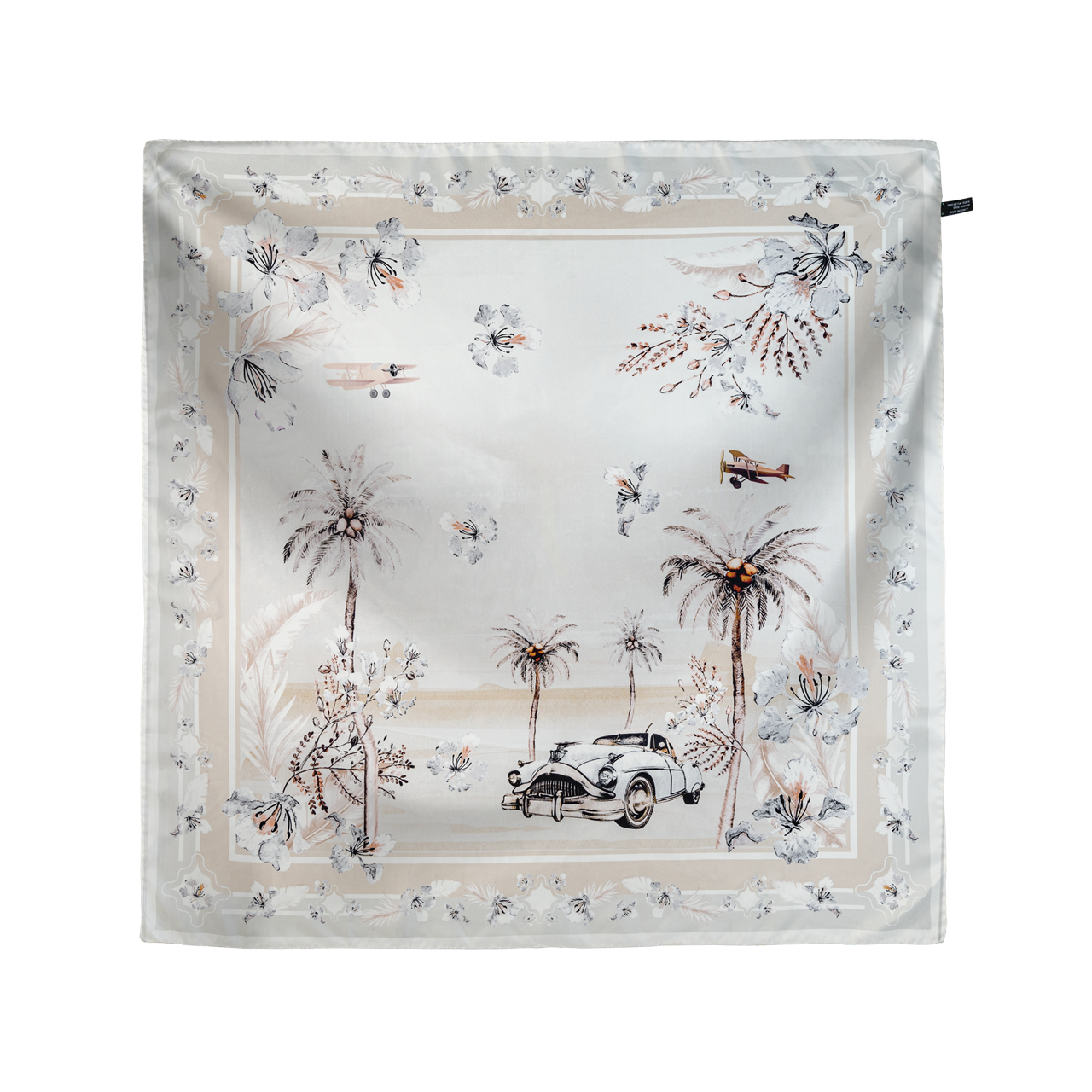 HERMOSO VIAJE Silk Scarf Silver