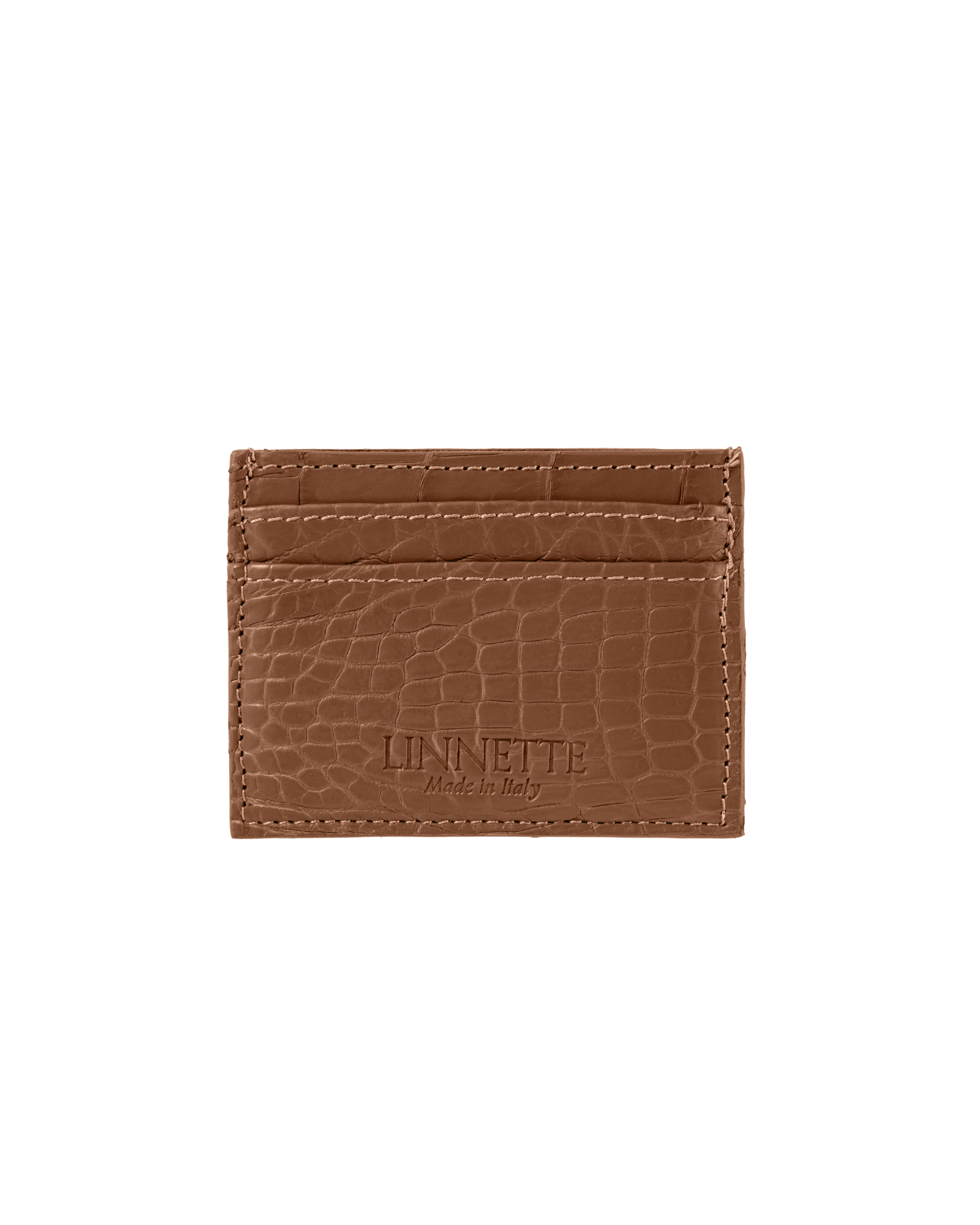 Crocodile Card Holder Brown