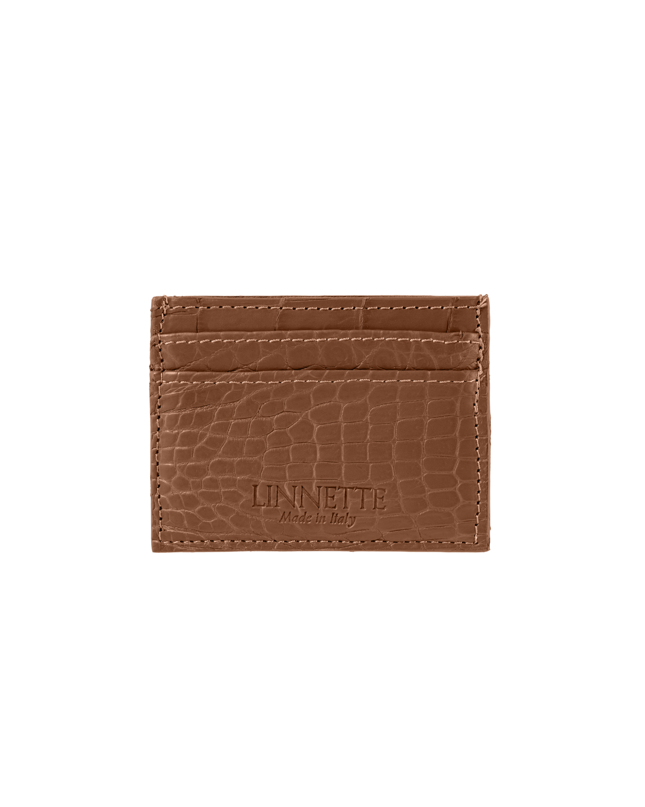 Crocodile Card Holder Brown