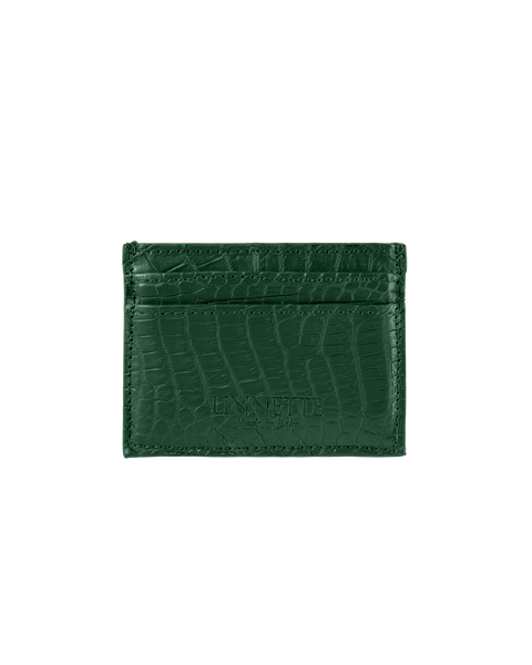 Crocodile Card Holder Forest Green – LINNETTE